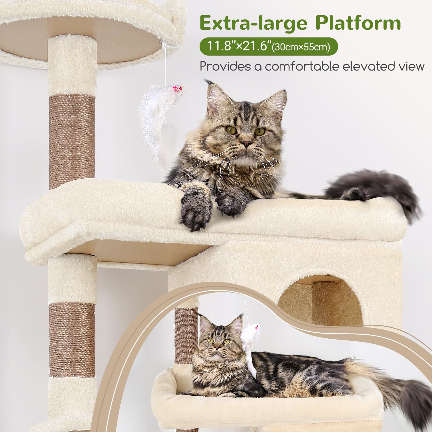Globlazer S72 Heavy Duty Cat Trees For Large Cats, Sturdy 72In Maine Coon Cat Tree For Large Cat 20 Lbs+ Heavy Duty Cat Tower Fo